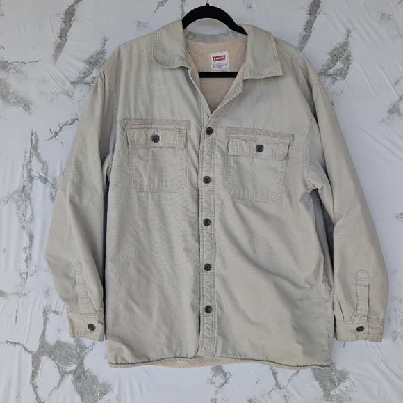 Levi's Other - Levis Tan Khaki Sherpa Lined Shirt Utility Jacket Size Large
